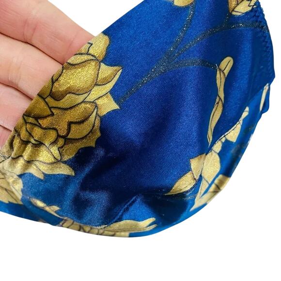Vintage Victoria's Secret Bra Second Skin Blue Gold Satin Size 34C - Picture 2 of 9